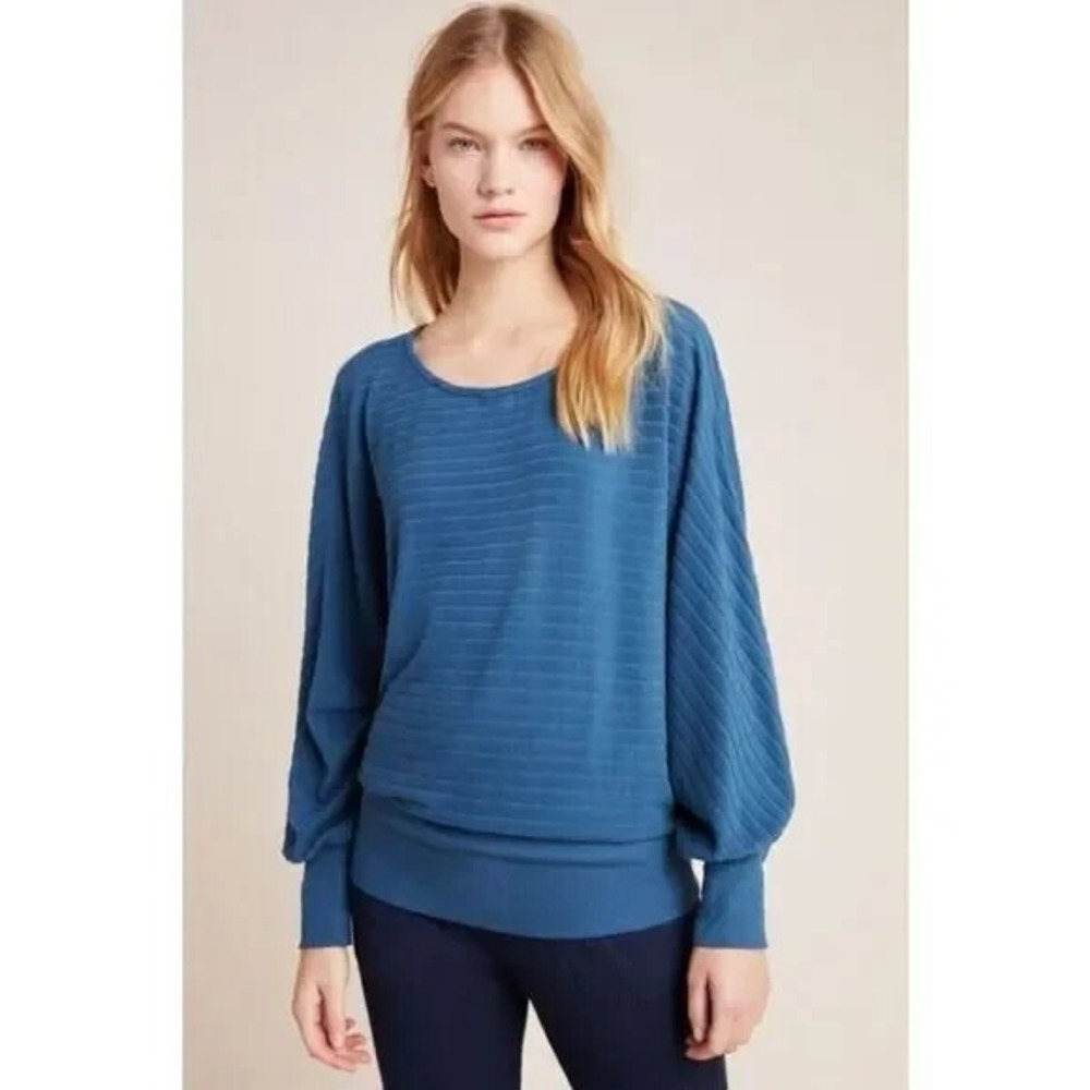 Anthro Saturday Sunday Sweater‎ Women's XS Blue Hacci Knit Dolman Sleeve Cozy